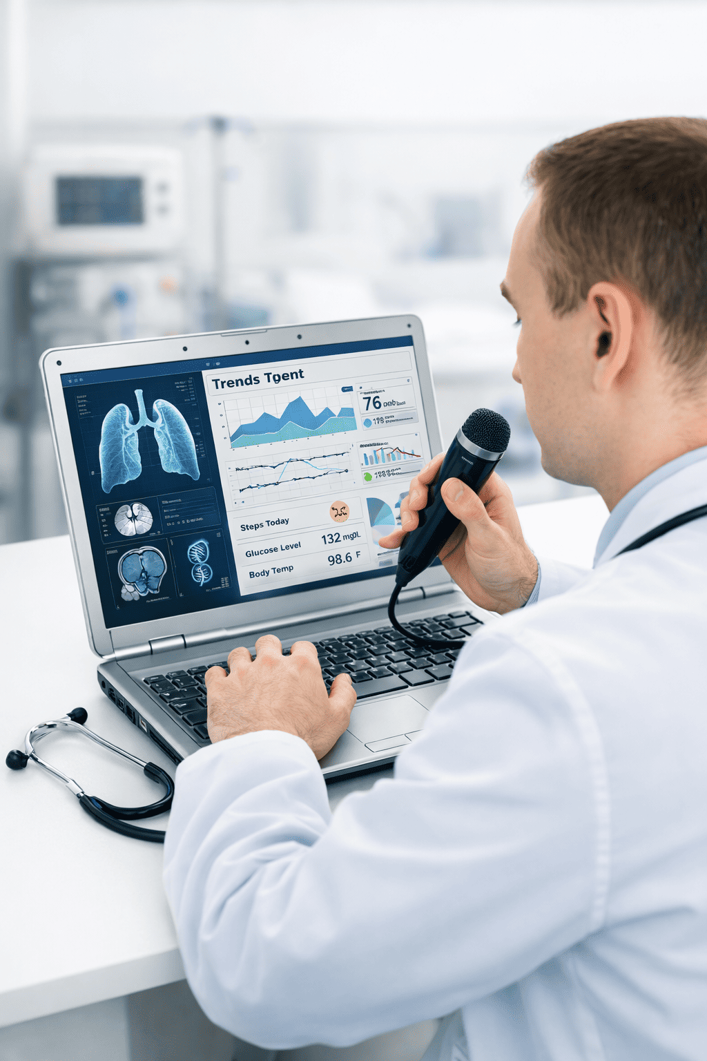 Doctor creating report using voice